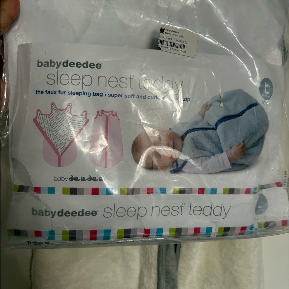 baby deedee Sleep Nest Teddy Kids Pajamas Sleep Sack - White and gray